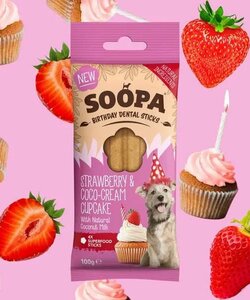 Soopa Dental sticks Strawberry & Coco-cream cupcake